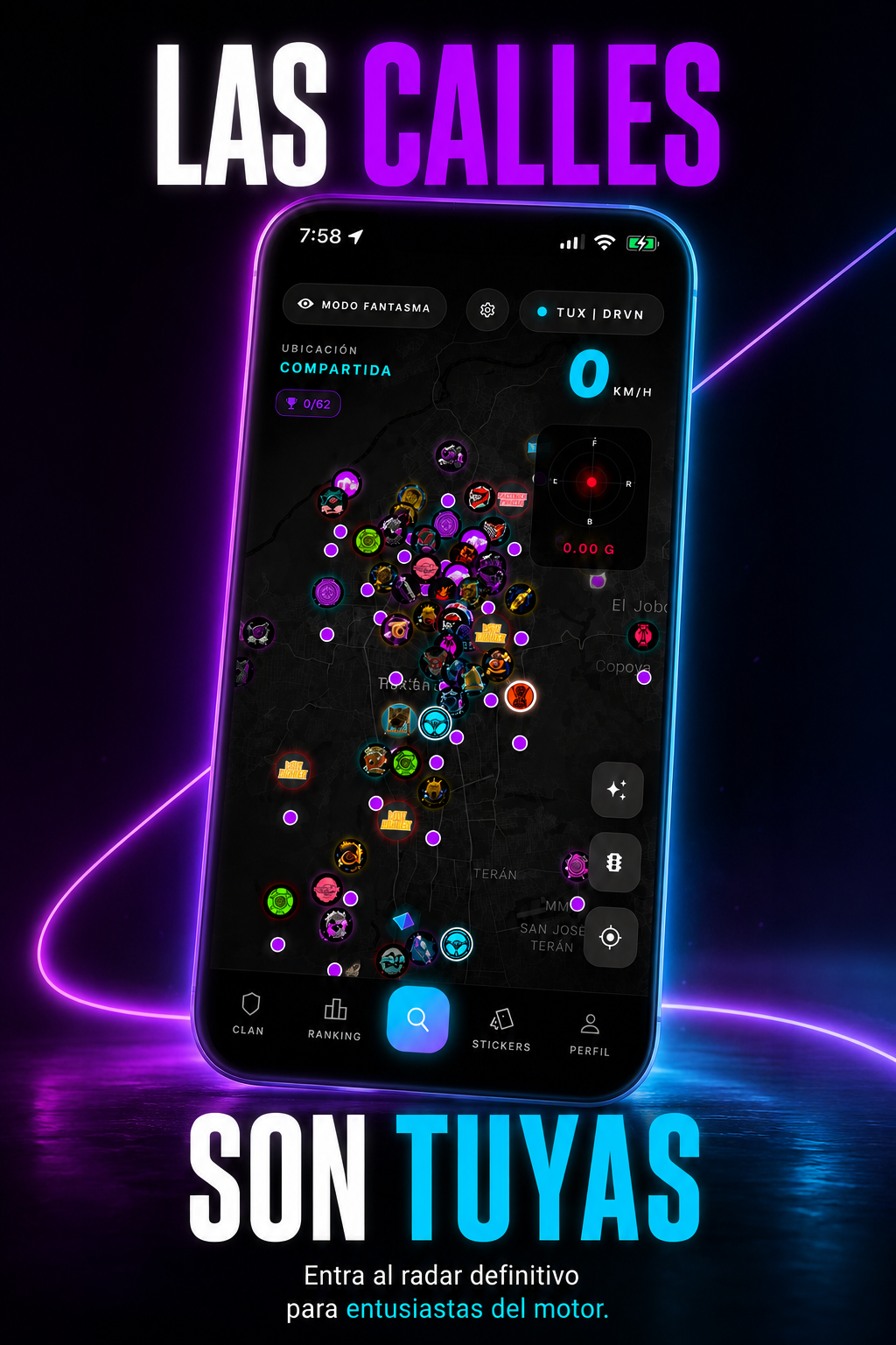 Pantalla de inicio DRVN Founders Edition